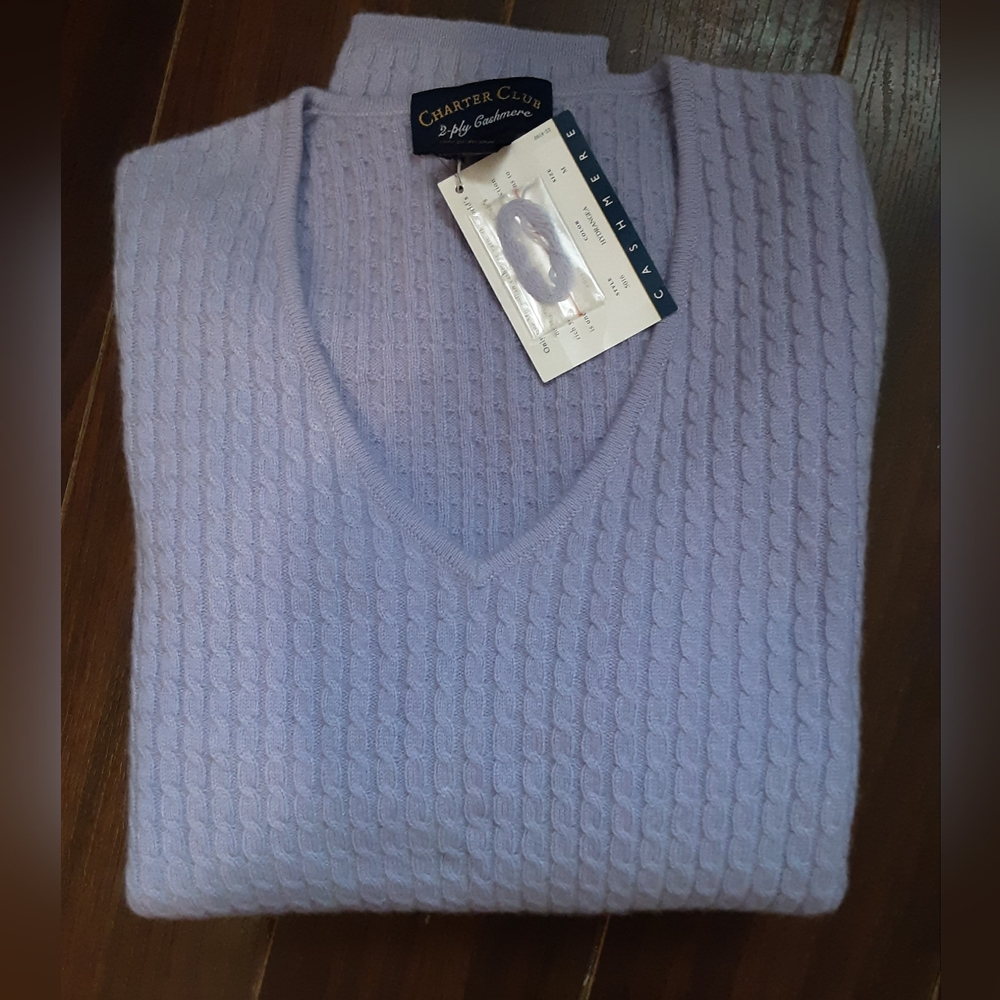 Charter Club Ladies Cashmere Light Blue Sweater